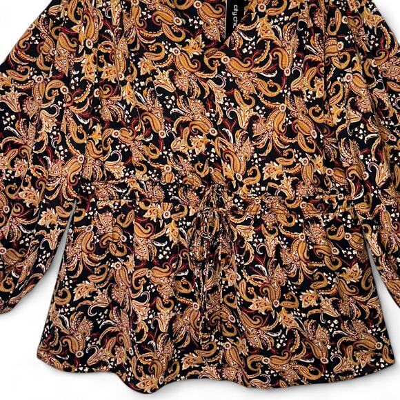 City Chic Women's Plus Size Aubree Print Shirt Size XL US 22 Black Gold Paisley - Picture 11 of 11